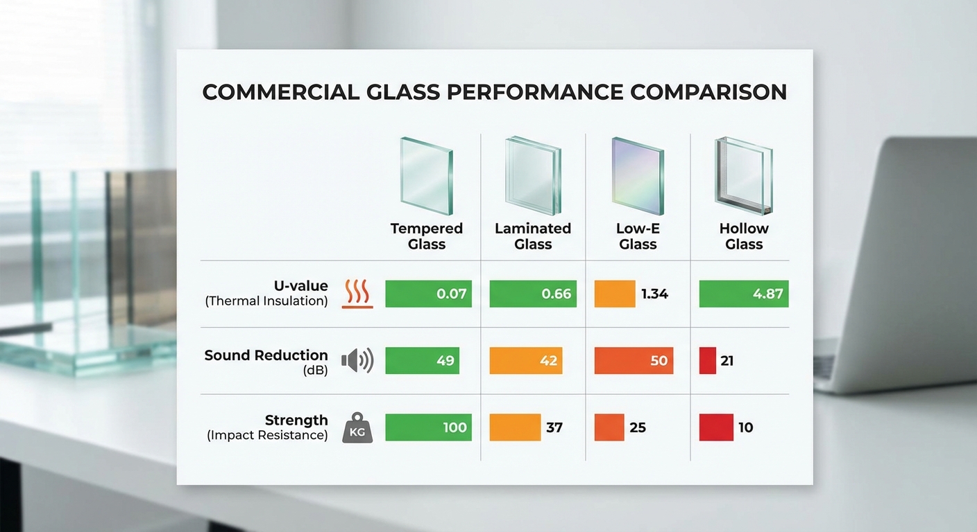 commercial glass performance comparison chart