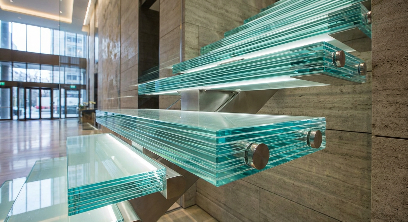 Architectural glass staircase detail