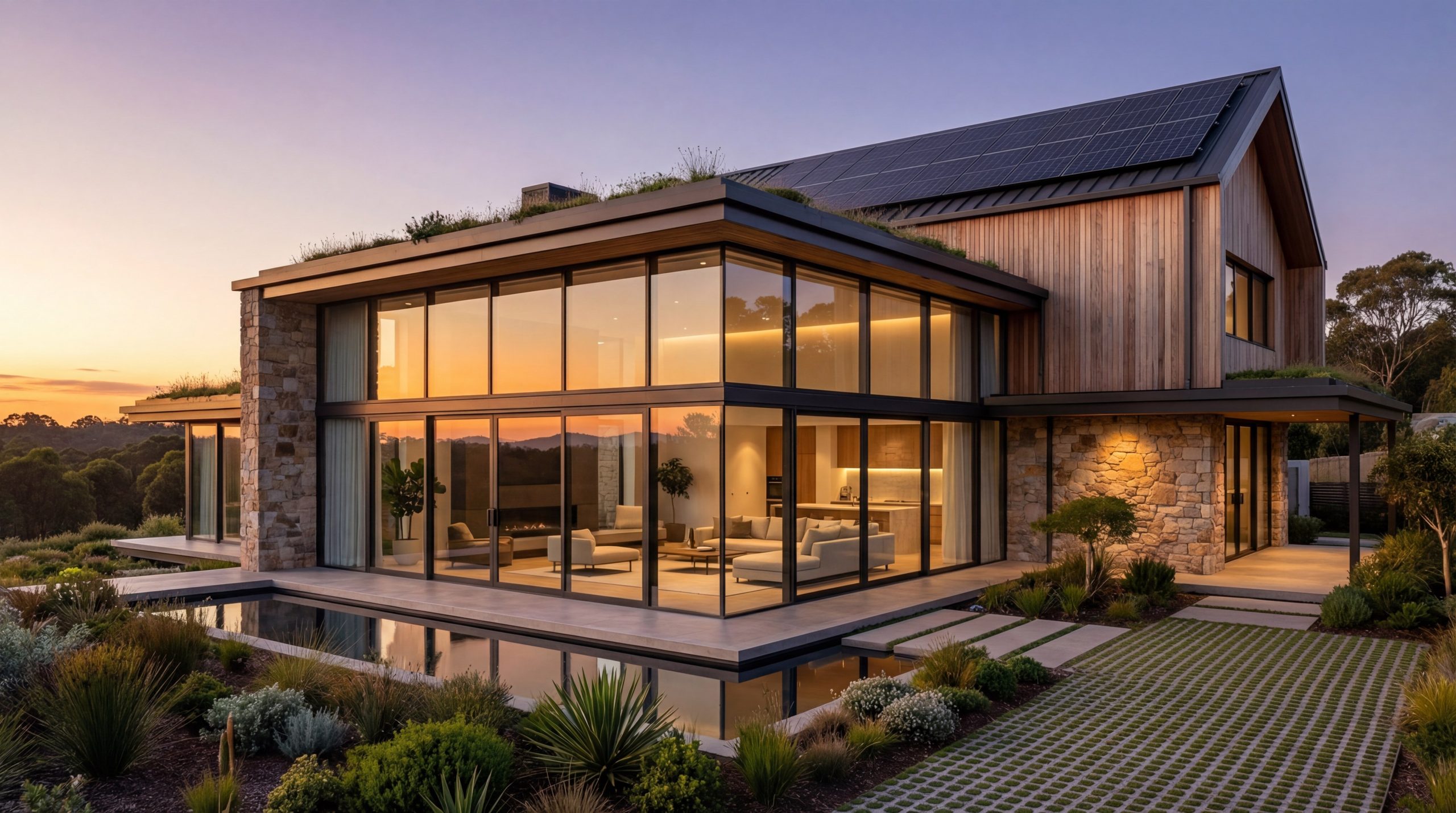 modern eco friendly residence sunset