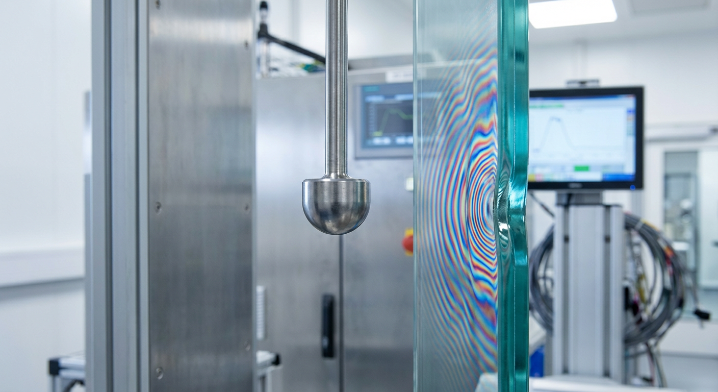 Engineer measuring glass with digital calipers