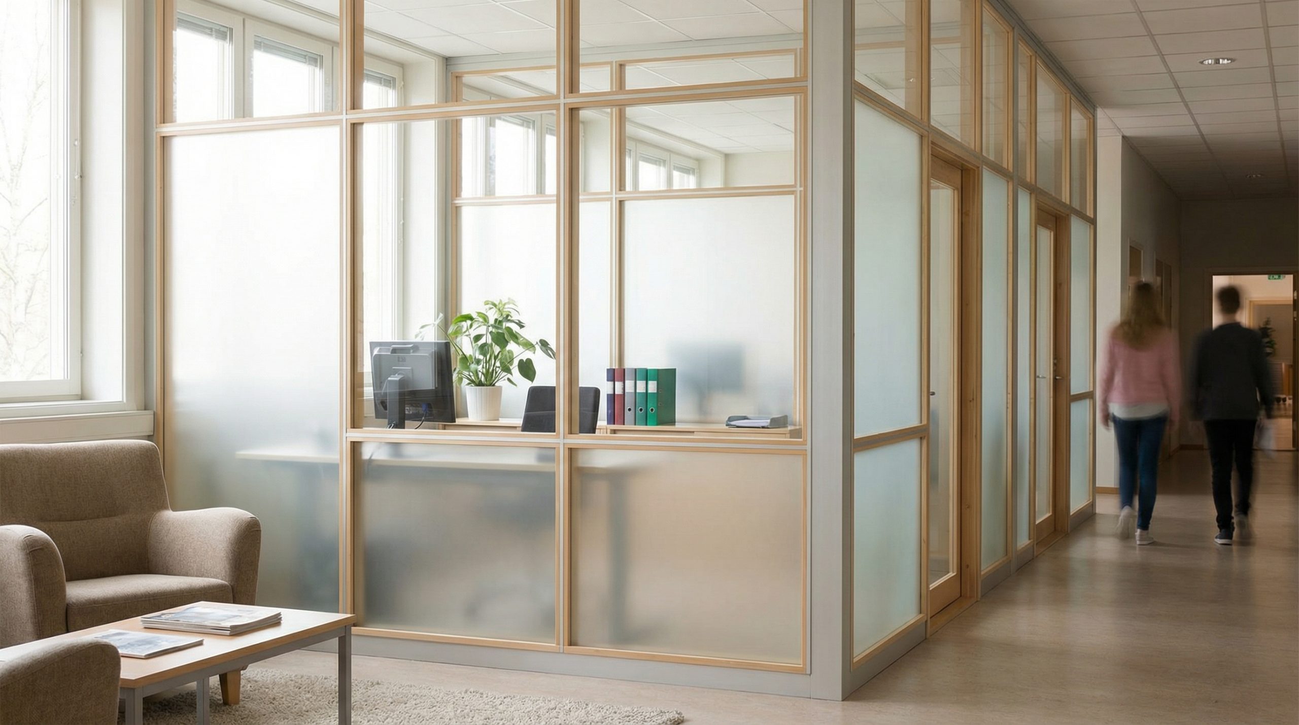frosted glass office partition