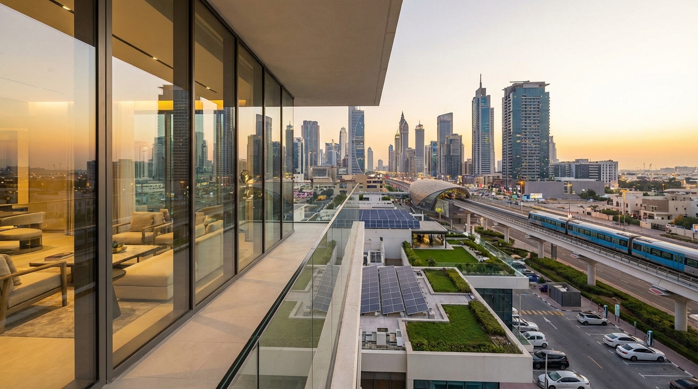 luxury penthouse balcony cityscape