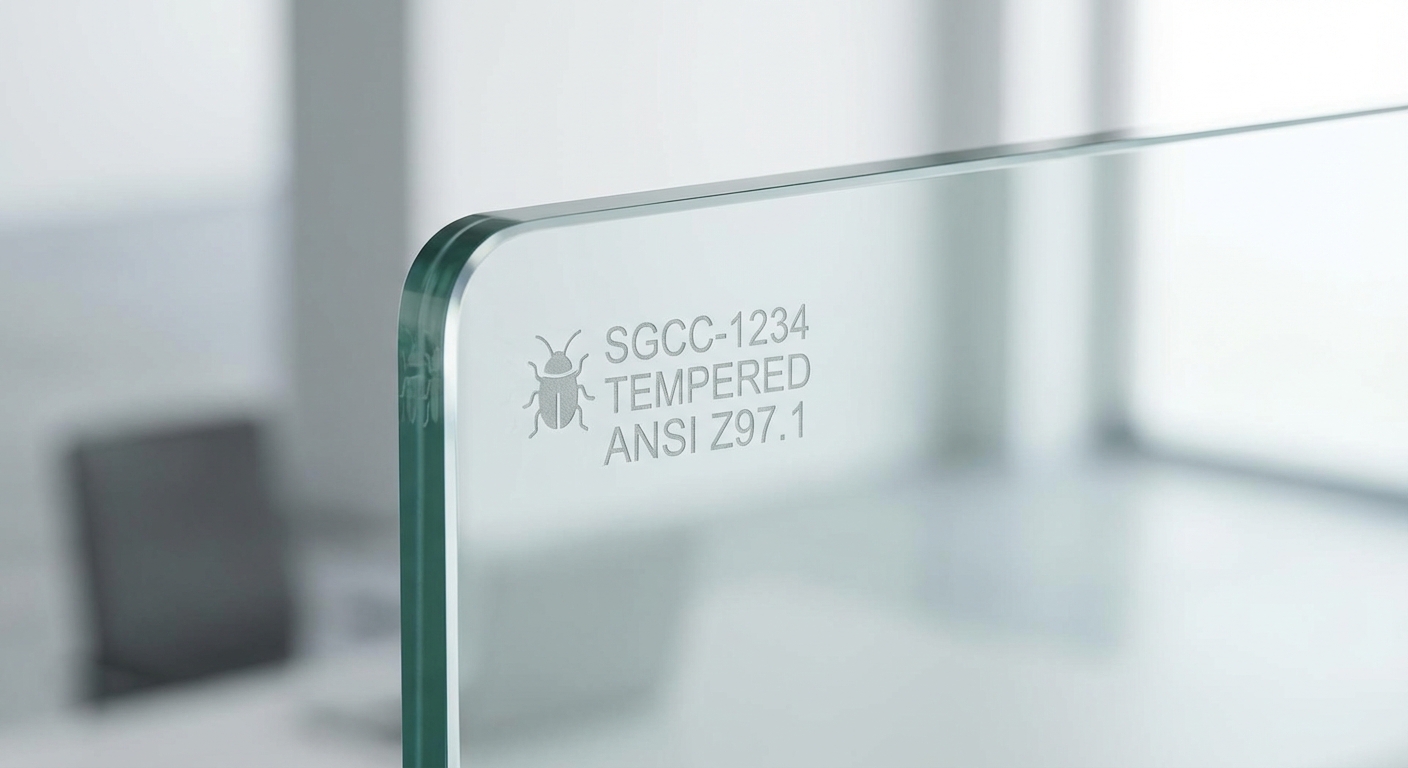 tempered glass safety logo macro