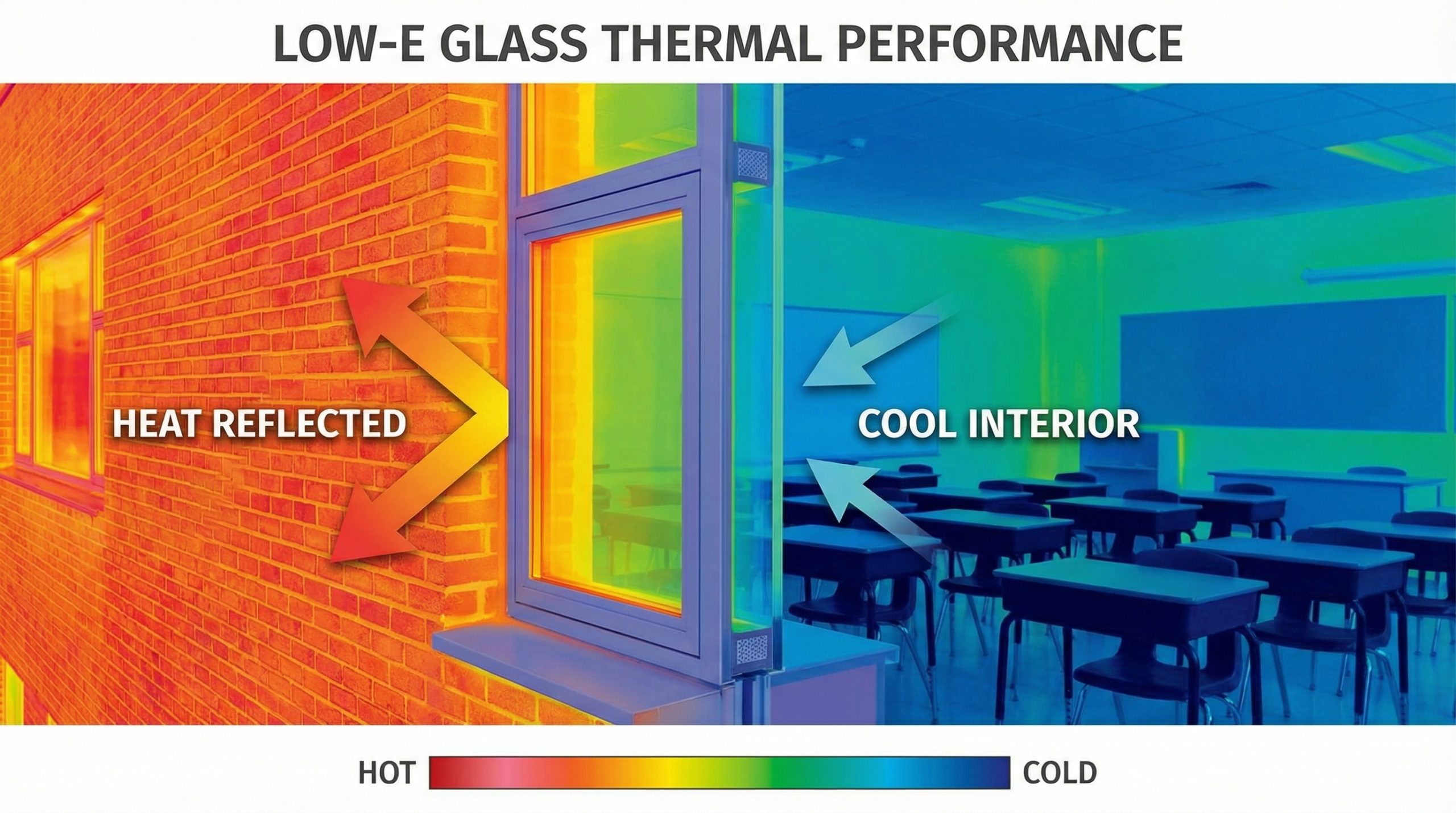 thermal imaging low e glass school window
