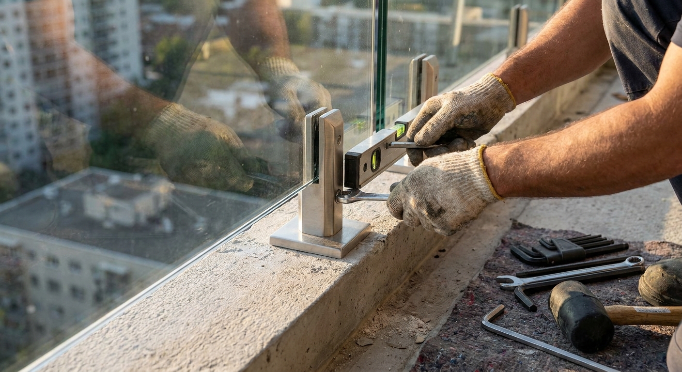 Glazier spigot installation close up