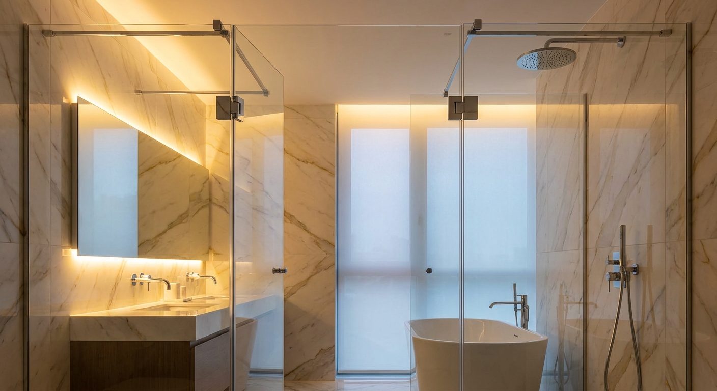 Luxury Hotel Suite Bathroom with Frameless Glass Shower